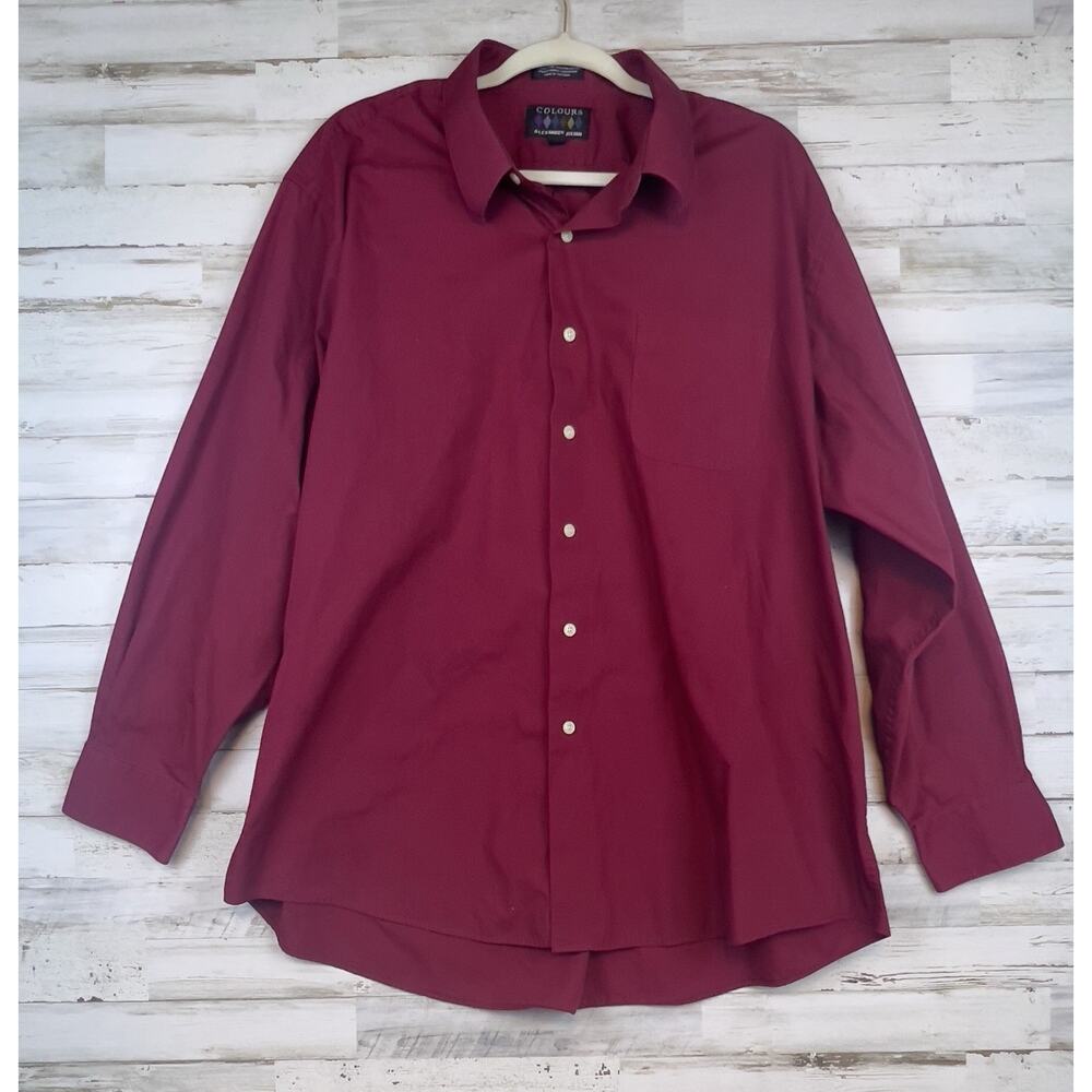 ALEXANDER JULIAN COLOURS Men's 2X Button Down Dark Red Solid Button-down